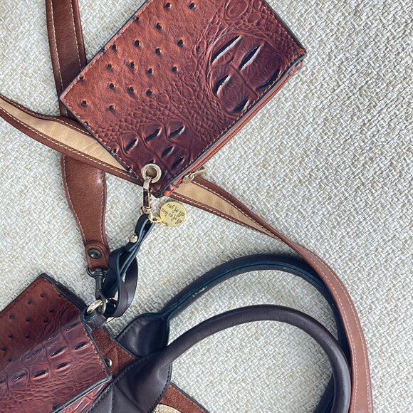 Brown shoulder bag Faux crocodile leather tote bag Women's bags - Picture 7 of 8